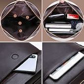 Men's Brown Faux Leather Crossbody Shoulder Bag with Front Flap and ...