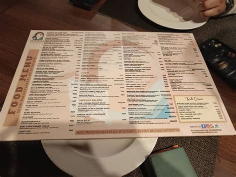 Menu at Sea Shells by James, Panaji, House No. 205