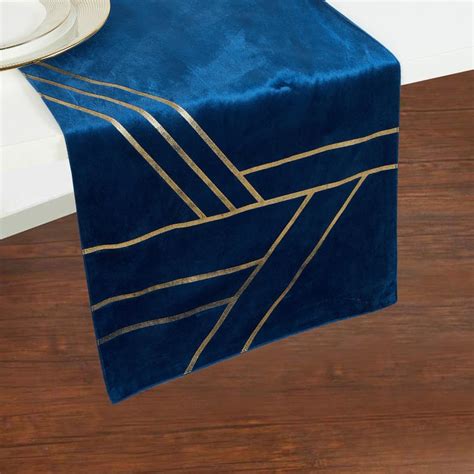 Buy Velvetica Blue Striped Cotton Table Runner - 33x180cm from Home ...
