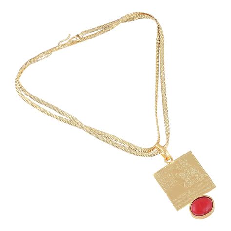 Buy Golden Shree Mangal Graha Yantra With Red stone locket With Golden ...