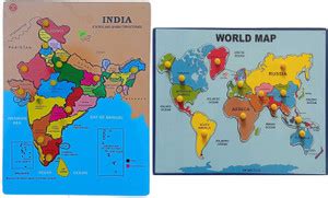 FireFlies Wooden Combo India Map & World map Puzzle Learning Toy For ...