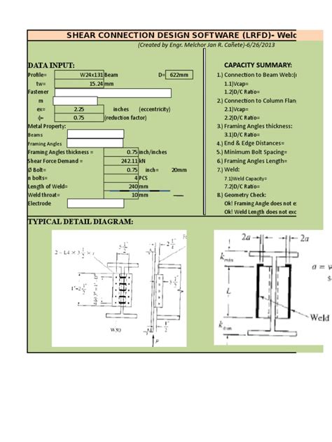 Image result for Shear Connection Design Example