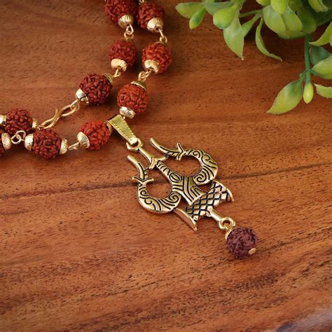 Mahakal Trishul Locket With Gold Capped Rudraksha Mala online ...