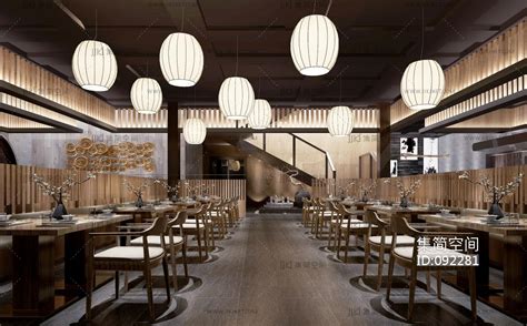 新中式中餐厅3d模型下载-【集简空间】「每日更新」