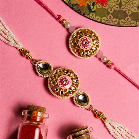 Buy Ahoora Meena Crystal Pink Bhaiya Bhabhi Rakhi Online in India ...