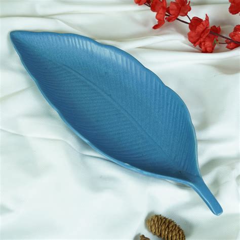 Ocean Blue Ceramic Leaf Platter – The Golden Theory