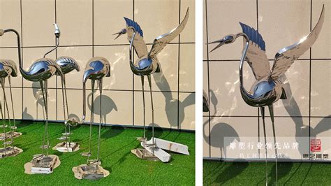 不锈钢动物雕塑加工仙鹤丹顶鹤抽象创意户外水景公园绿地景观摆件-阿里巴巴