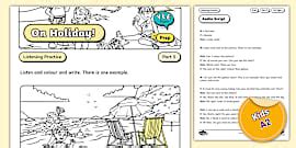 YLE A2 Flyers Listening Part 1 Practice - Fun at the Beach!