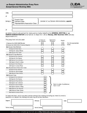 Fillable Online AuDA AGM 2001 -- Proxy Form Fax Email Print - pdfFiller