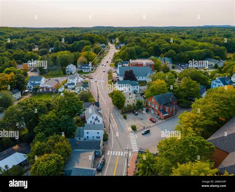 Historic commercial building aerial view on Main Street in historic ...