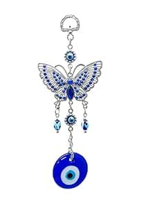 Buy Blue Beads Blue Evil Eye Butterfly Pendant Decoration for Diwali ...