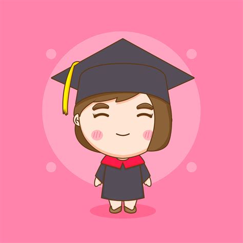 Cute Student in graduation gown chibi character illustration 6538513 ...