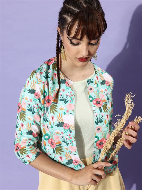 StyleStone Women's Green & Multi Floral Printed Polyester Shrug ...