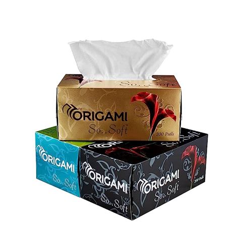 Origami So Soft 2 Ply Facial Tissue Paper/Tissue Box - 20 x 20 cm - 200 ...