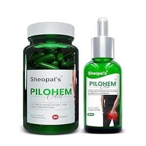 Buy Sheopal's Pilohem Aid for Piles Care Capsule with Piles Oil | Fast ...