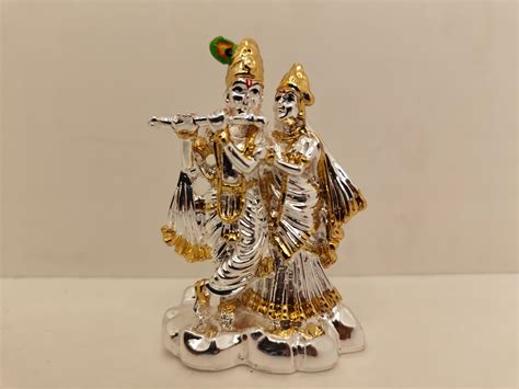 Gold and Silver Plated Radha Krishna: Divine Union in Elegant Design ...