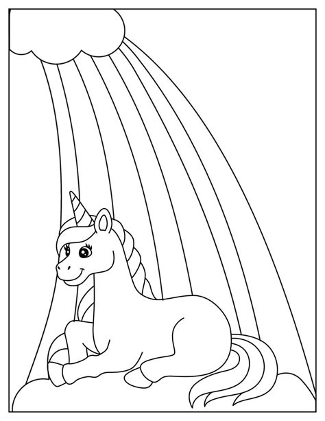 Unicorn With Rainbow Coloring Page