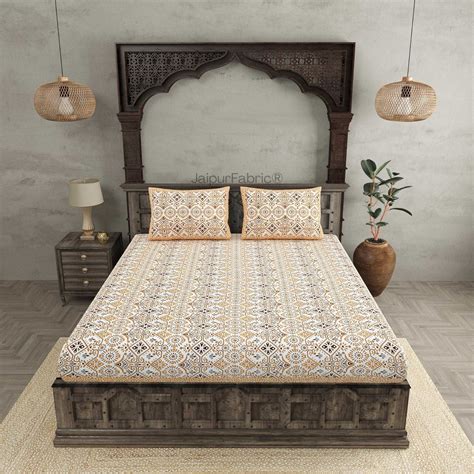 Showering Festivities Peach Pure Cotton Double Bedsheet – JaipurFabric®