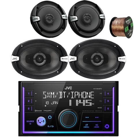 JVC Double DIN USB AUX Bluetooth AM/FM Stereo Receiver Bundle with 6.5 ...
