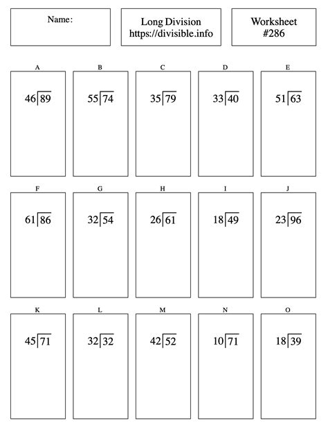 2-Digit divided by 2-Digit Long Division Worksheet #286