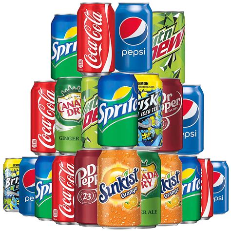 YGTX Soda Variety Pack, 22 Cans, 8 Multi Flavors, Cola, Pepsi, Sprite ...