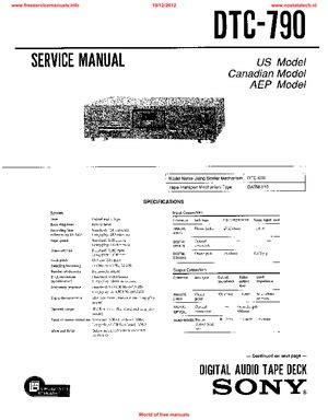 Sony DTC-790 Service Manual PDF Free Download