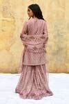 Buy Pink Silk, Organza Fringe, Embroidery, Chandrakala Print Short ...