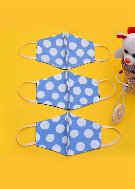 Get Kid's Reversible Face Mask Blue Dots Combo (Pack of 3) at ₹ 295 ...