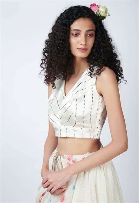 Nadiya Paar Gold Dot V-neck Blouse