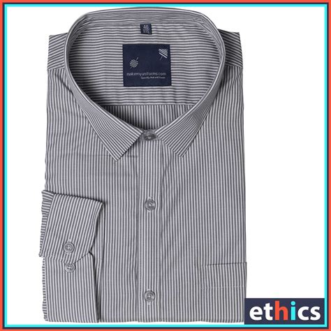 Gray Stripes Mens Formal Work Wear Uniform Shirts For Corporate Office ...