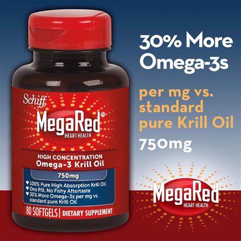 Schiff MegaRed Omega-3 Krill Oil Supplement, Ultra Concentration 750 mg ...