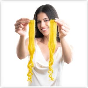 hair originals 100% Original Human Colour Streak Extensions (Yellow, 24 ...