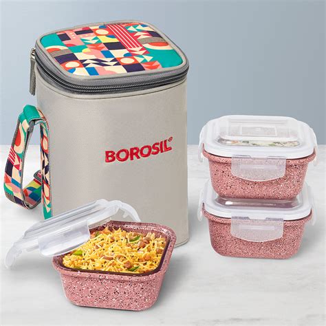 Buy Kube Pink Glass Lunch Box, Square x 3 (Tall) at Best Price Online ...