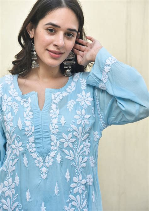 Chikankari Kurti Online - Hand Embroidered Chikankari Kurtas for Women ...