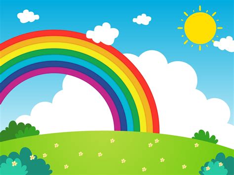Rainbow with clouds and sun background 2220745 Vector Art at Vecteezy