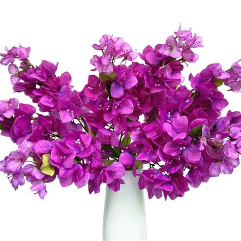 Buy Pack of 8 Silk Bougainvillea Artificial Flowers Stems Full Floral ...