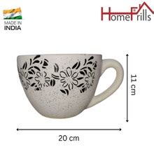Homefrills Ceramic Stylish Cup Shape Flower Design White Colour ...