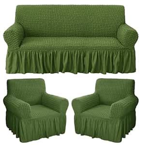 House of Quirk Turkish Bubble Frill Five Seater 3 + 1 + 1 Sofa ...