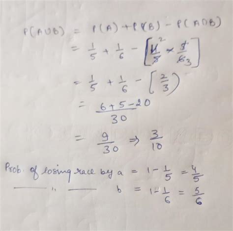 If the probability of a horse a winning a race is 1/5 and the ...
