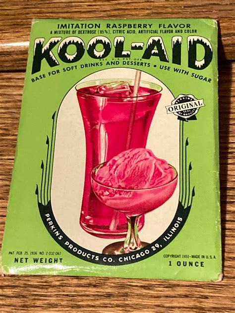 Original 1951 KOOL-AID Raspberry Drink Mix Packet, NOS, Full Contents ...
