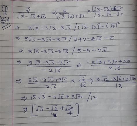 express 3/ root3 - root2 + root 5 with rational denominator - Brainly.in