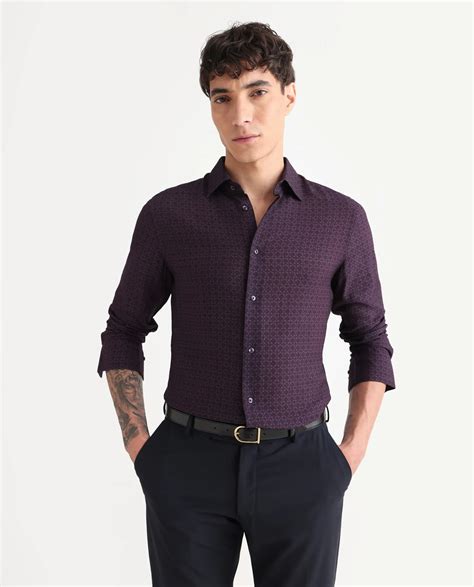 Buy Chas - Dusky Purple Regular Fit Monogram Print Shirt| Rare Rabbit