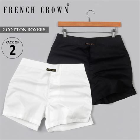 White And Black Plain-Solid Premium Cotton Boxers For Men
