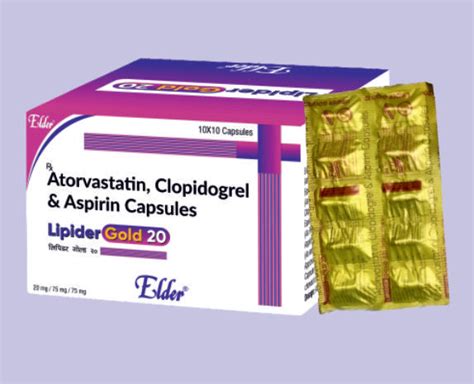 LIPIDER GOLD 20 CAPS (20/75/75MG) 10'S ( Atorvastatin 20mg +Clopidogre ...