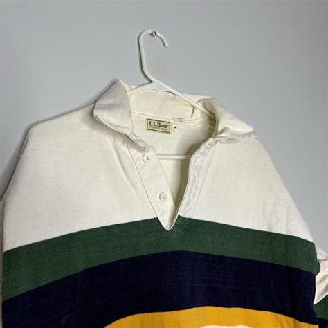 Vintage 90s LL Bean Rugby Long Sleeve Shirt Made in... | Depop