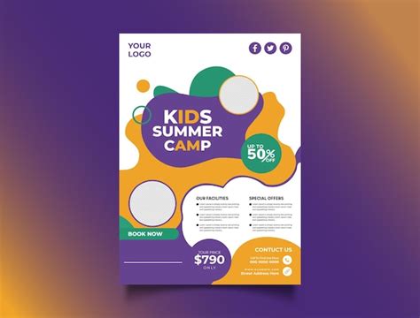 Kids summer camp flyer | Premium Vector