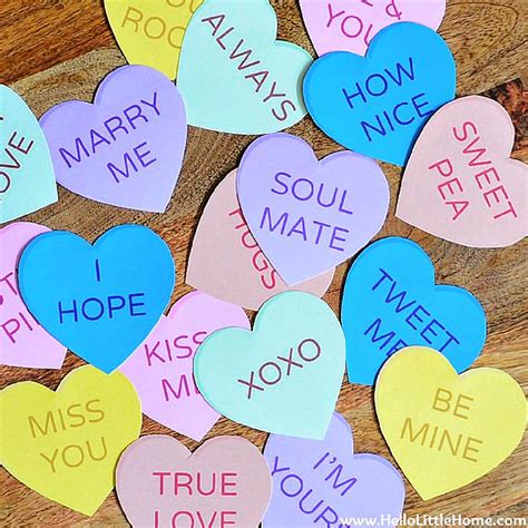 Free Printable Conversation Hearts | Hello Little Home - Worksheets Library