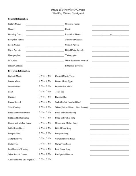 Free Printable Wedding Reception Checklist 的图像结果