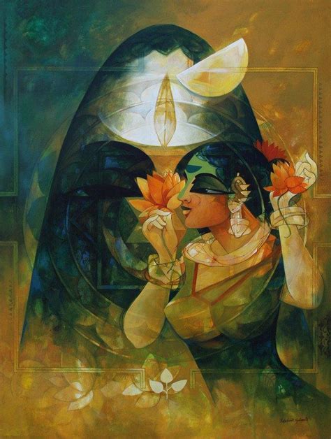 "Shakthi 2": Yellow Orange Acrylic Painting by Rajeshwar Nyalapalli ...