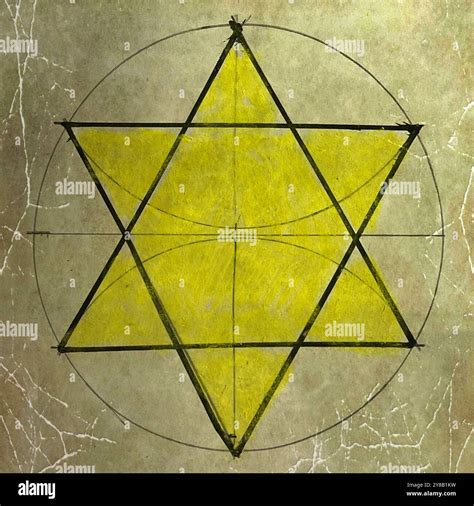 Photograph of a drawing of a yellow Star of David symbol of Zionism ...